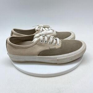 Vans Authentic Mens 8.5 Beige Athletic Skateboard Leather 500714 Shoes Sneakers